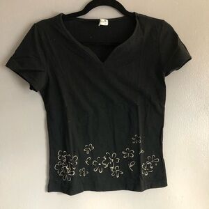 Black Floral Women's Top